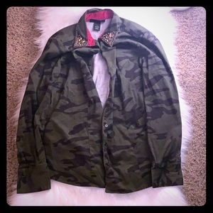 Camo Button Up Blouse